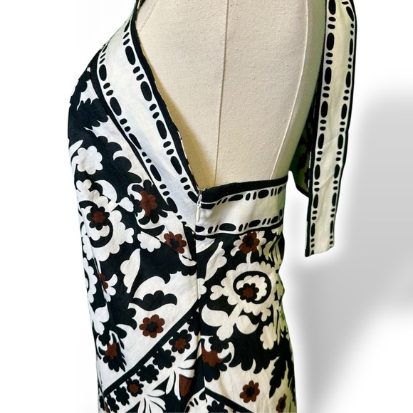 NWT Ann Taylor ‘Scarf Print Linen Blend Crossover Halter Dress’ in Black Size 2 - Picture 10 of 16